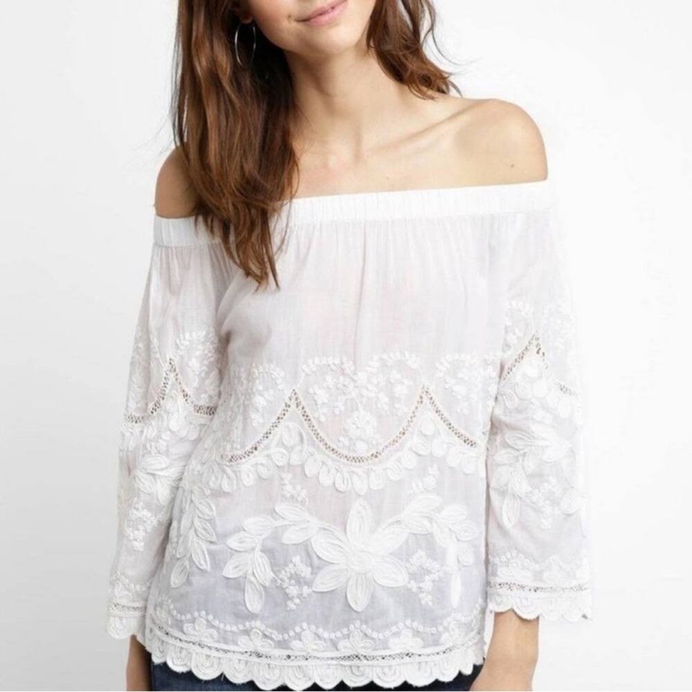 Blank NYC “Get a Clue” Peasant Top Coquette Girl off Shoulder White Size Medium